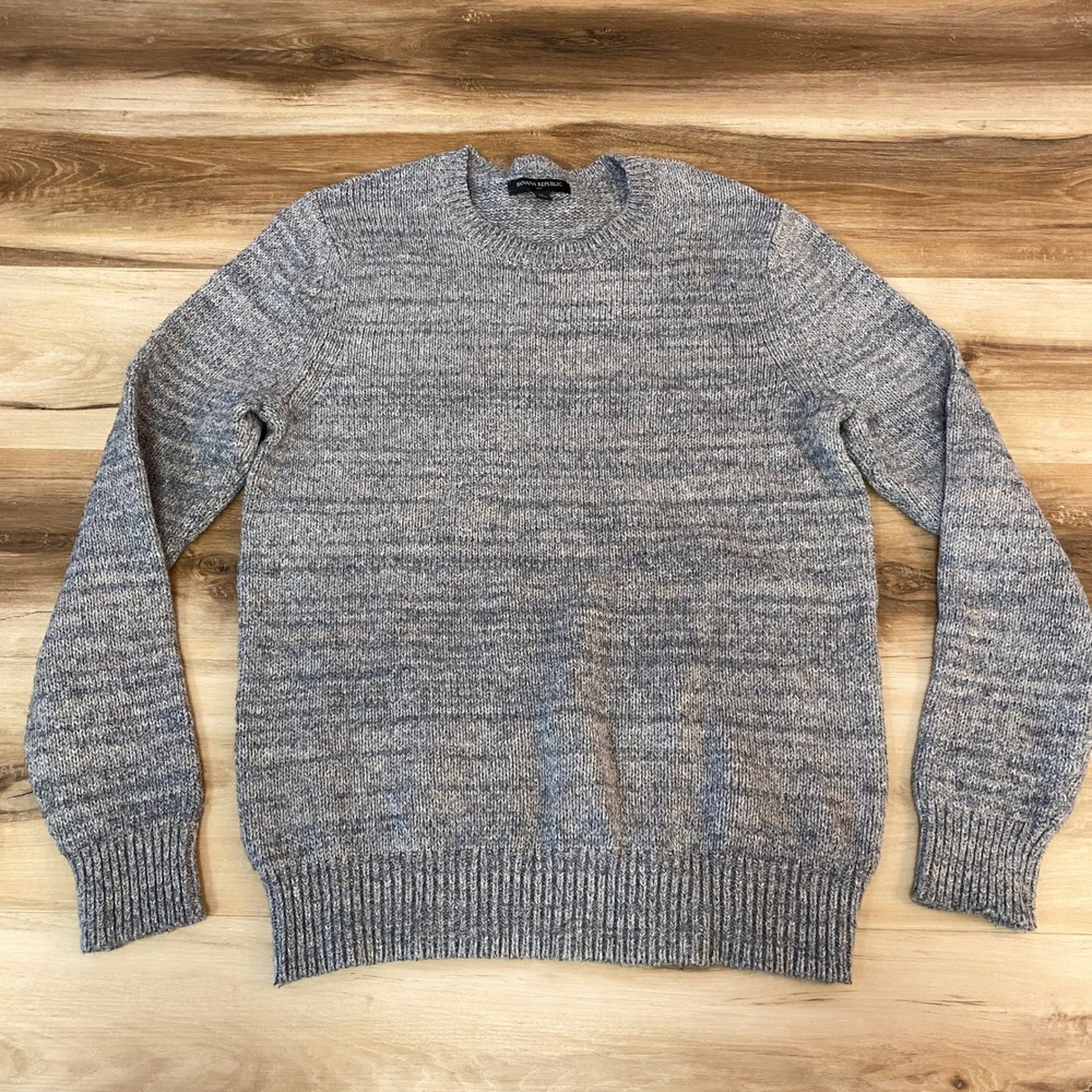 Banana Republic Sweater Mens Medium Marled Crewneck Pullover Grey Wool Blend